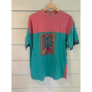 Vtg 80's Bad Guys Geometric Shirt Mens XL